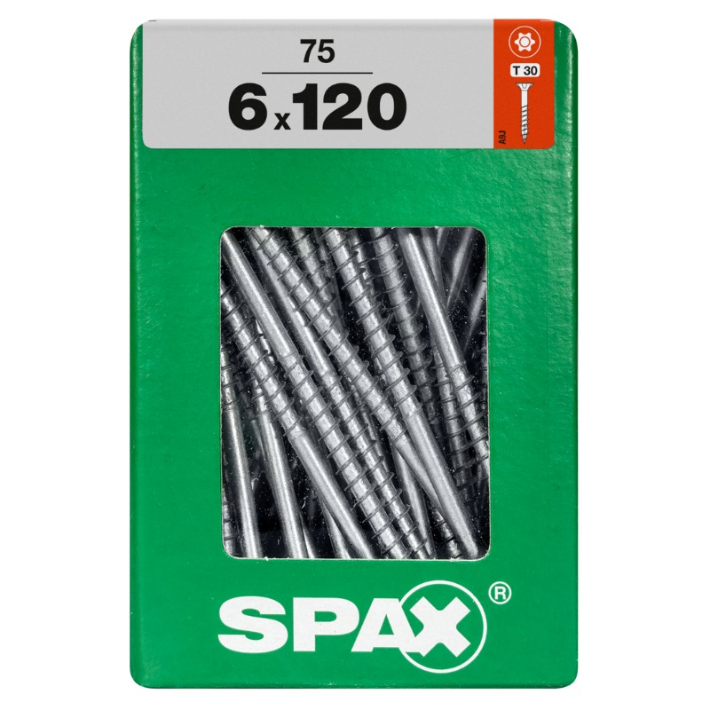 SPAX vis T-STAR+ WIROX - 6x120 XXL (boite 75 pces)