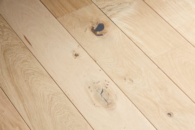 SRC parquet massif chêne français village - Mastic noir brut - 14 x 150 mm