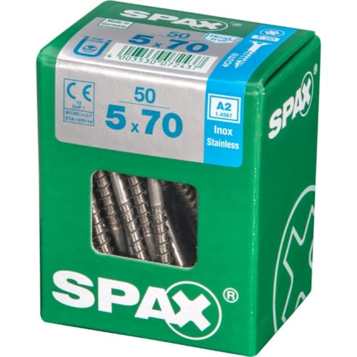 SPAX vis T-STAR+ A2 inox - 5x70 L (bte 50 pces)