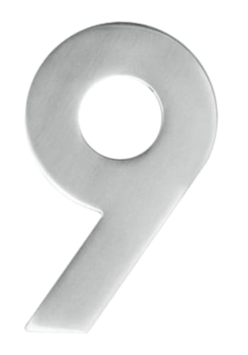 Chiffre 9 plat en inox pour façade