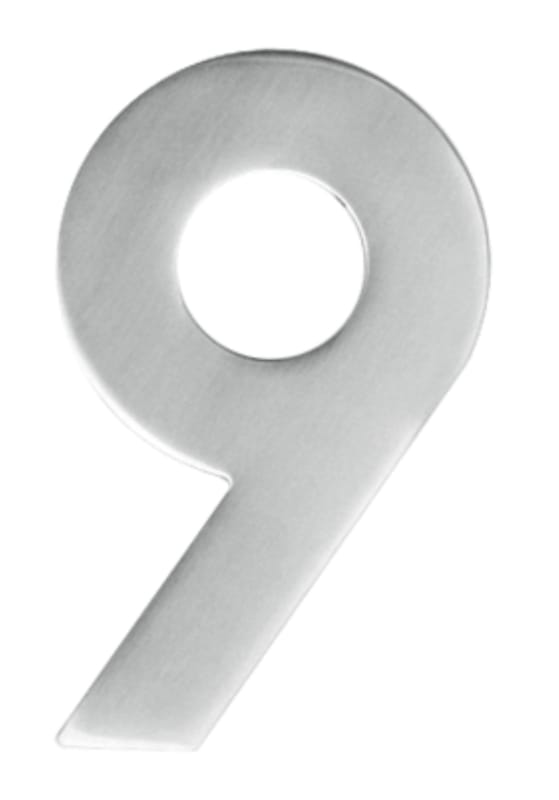 Chiffre 9 plat en inox pour façade