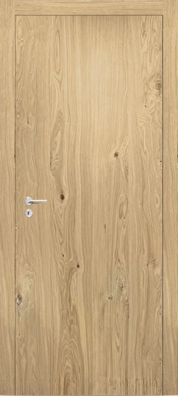 Porte plaquée chêne vertical - Qualité rustique - Âme pleine - 201,5 x 73 cm