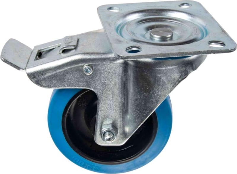 Roulette Caoutchouc Élastique Pivotante avec Frein 100 mm