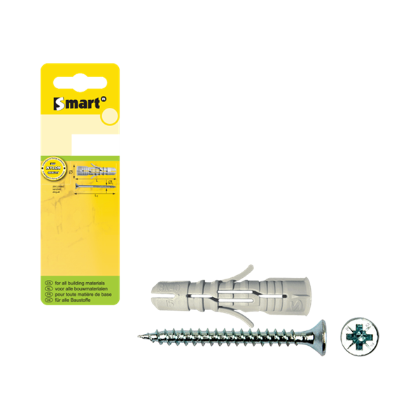Cheville SMART nylon + vis TF zinguée Ø10 x 50 (4 pces)