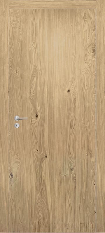 Porte plaquée chêne vertical - Qualité rustique - Âme pleine - 201,5 x 63 cm