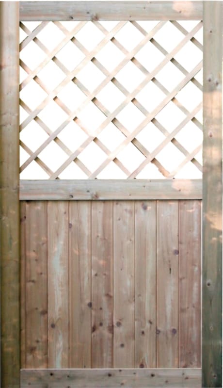 Porte de jardin en bois avec treillis 1m80 x 1m