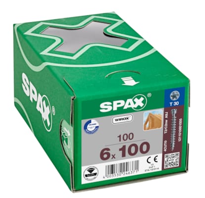 SPAX vis tête cylindrique T-STAR+ T30 filetage WIROX - 6x100 (bte 100 pces)