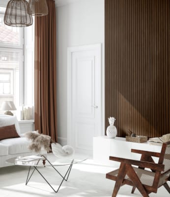 Panneau mural Maestro Latt Matte Black avec 7 lattes Smoked Walnut - 20 x 300 x 2770 mm