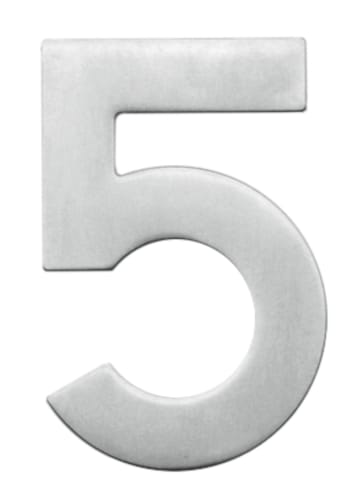 Chiffre 5 plat en inox pour façade