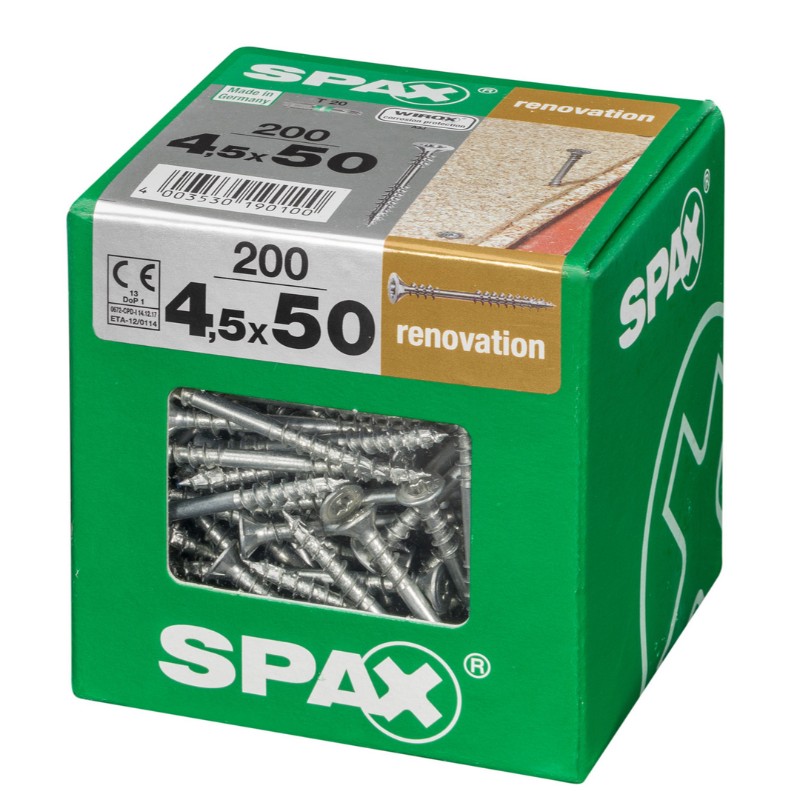 SPAX vis renovation T-STAR plus WIROX - 4,5x50 XXL (bte 200 pces)