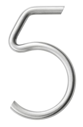 Chiffre 5 arrondi en inox pour façade