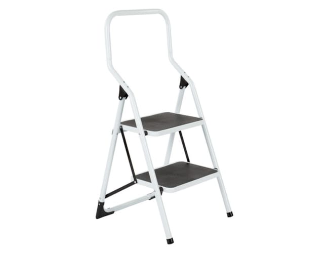 Escabelle - 2 marches larges - Haut blanc