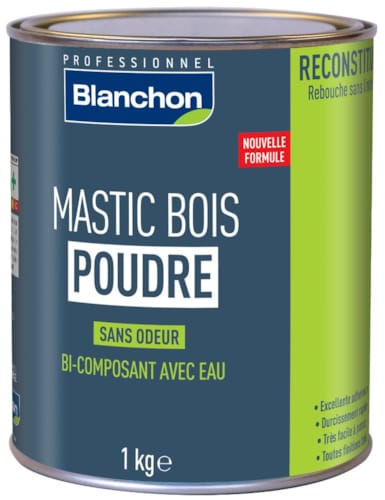 Blanchon Mastic bois poudre bi-composant - 1 Kg  - Chêne clair