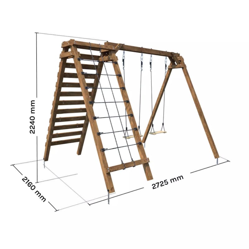 Aire de jeux en bois avec balançoires Tristan - 273 x 220 x 215 cm