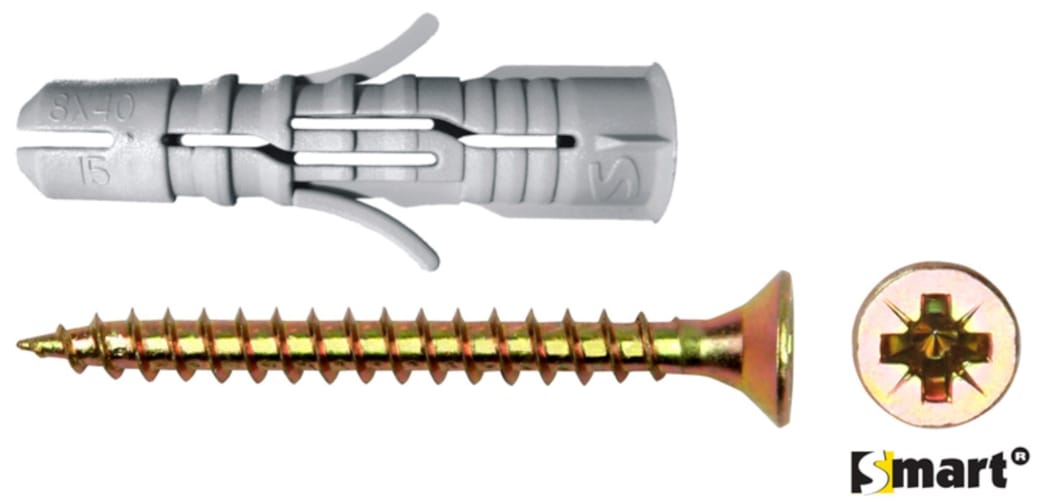 Cheville SMART + vis TF zinguée - 5 x 50 (7 pces)