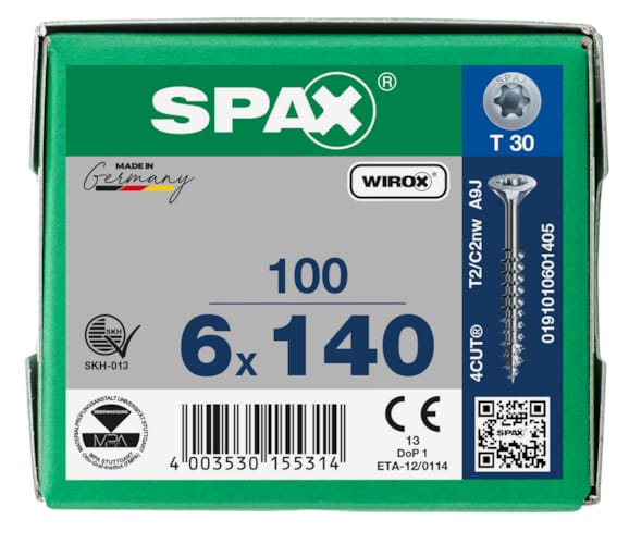 SPAX vis TX WIROX - 6x140 (boite 100 pces)