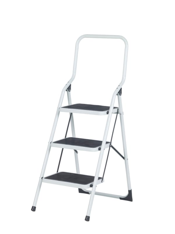 Escabelle - 3 marches larges - Blanc