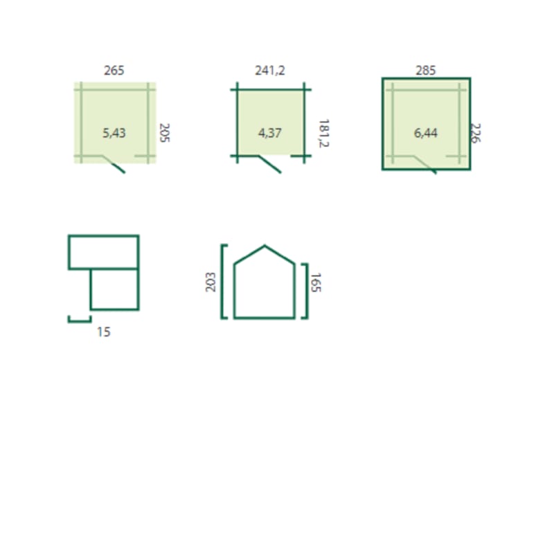 Chalet classique Luzern 19 mm - 265 x 205 cm + auvent 15 cm