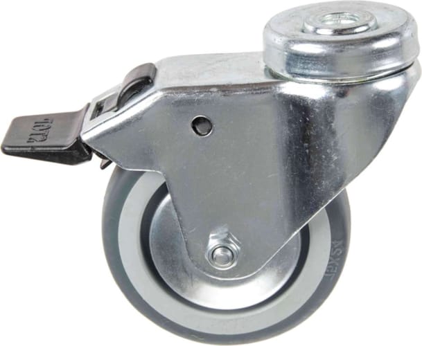 Roulette en Thermoplastique Rubber 75 mm à Œil Frein