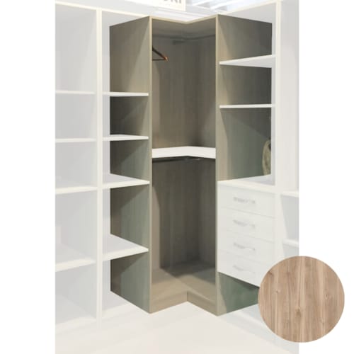 MOKI ESPACE meuble chêne castello d'angle 2200 x 900 x 900 x 570 mm composé de 2 colis a &