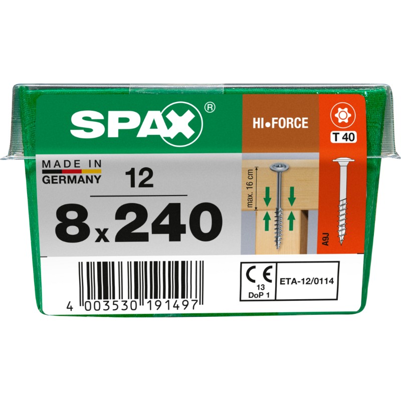 SPAX vis HI.FORCE WIROX - 8x240 STK (bte 12 pces)