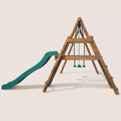 Station avec balançoires et toboggan Menthe - 2820 x 2830 x 1950 mm