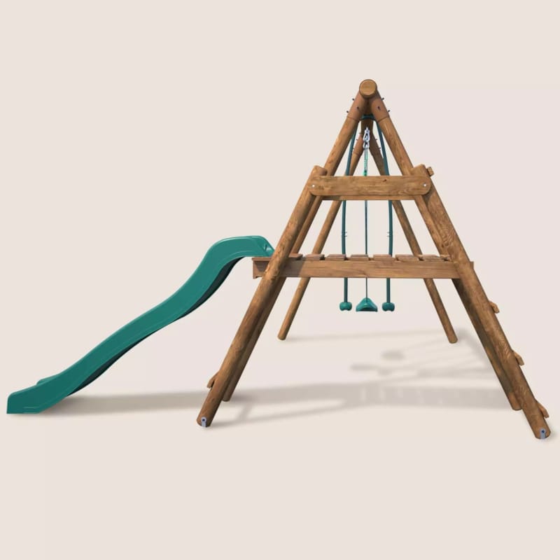 Station avec balançoires et toboggan Menthe - 2820 x 2830 x 1950 mm