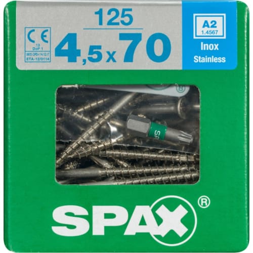 SPAX vis T-STAR+ A2 inox - 4,5x70 XL (bte 125 pces)