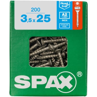 SPAX vis T-STAR+ A2 inox - 3,5x25 L (bte 200 pces)