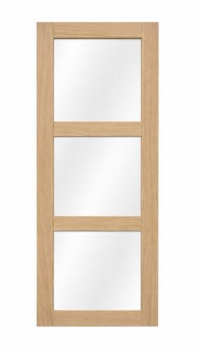 Porte plaquée chêne 179 - 3 verres clairs - 2015 x 630 mm
