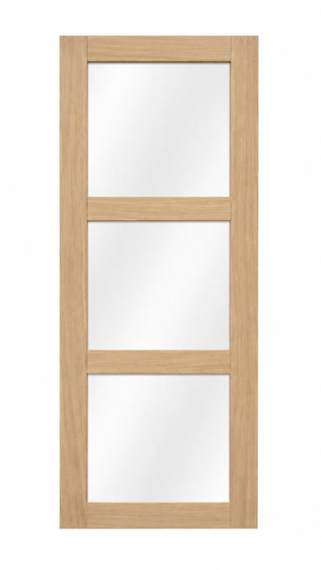 Porte plaquée chêne 179 - 3 verres clairs - 2015 x 630 mm