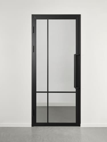 Porte acier Elegant - 4 carreaux - Poussée gauche - 204 x 89 cm