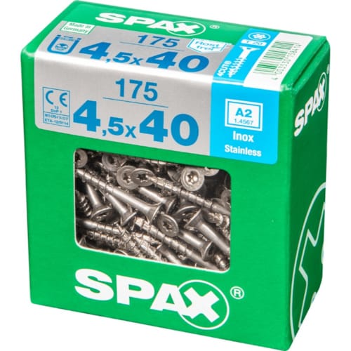 SPAX vis T-STAR+ A2 inox - 4,5x40 XL (bte 175 pces)