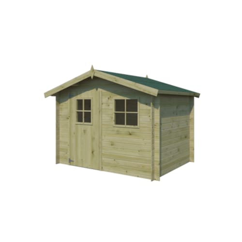 Chalet classique Luzern 19 mm - Traité vert - 265 x 205 cm + auvent 15 cm