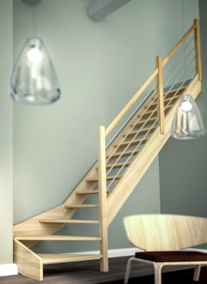 Nevada hêtre - Escalier 1/4 tournant droit