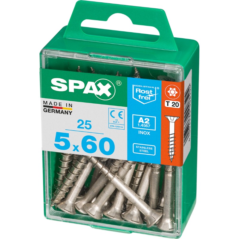 SPAX vis T-STAR+ A2 inox - 5x60 M (boite 25 pces)