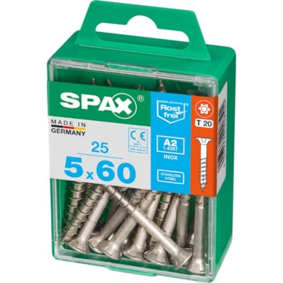 SPAX vis T-STAR+ A2 inox - 5x60 M (boite 25 pces)
