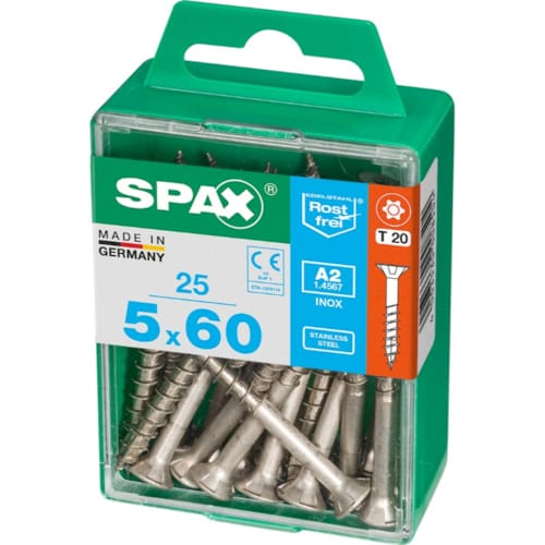 SPAX vis T-STAR+ A2 inox - 5x60 M (boite 25 pces)