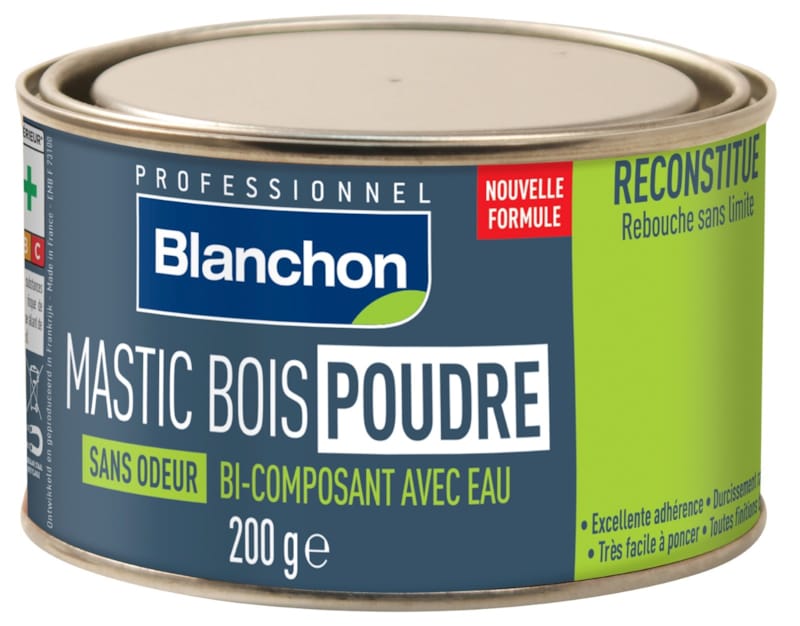 Blanchon Mastic bois poudre bi-composant - 200 gr  - Bois blanc