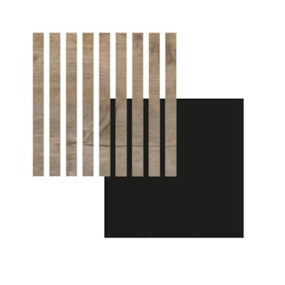 Panneau mural Maestro Latt Matte Black avec 7 lattes Rustic Wood - 20 x 300 x 2770 mm