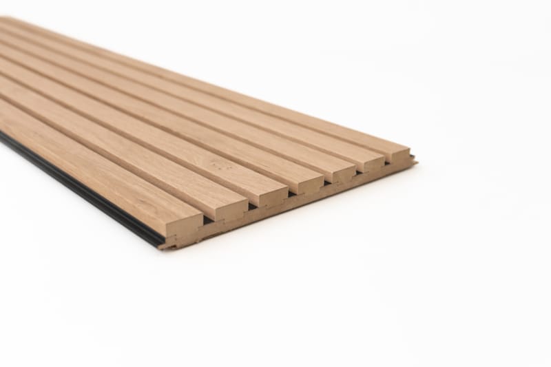 Panneau mural Maestro Latt - Matte Black avec 7 lattes Pepper Oak - 20 x 300 x 2770 mm