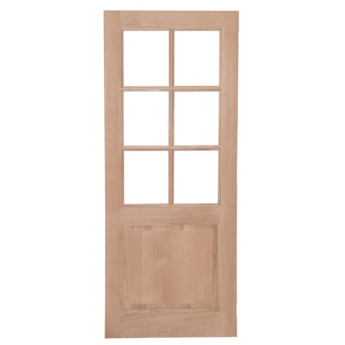 Porte plaquée chêne - Modèle 09 - 6 carreaux droits clair - 211,5 x 83 cm