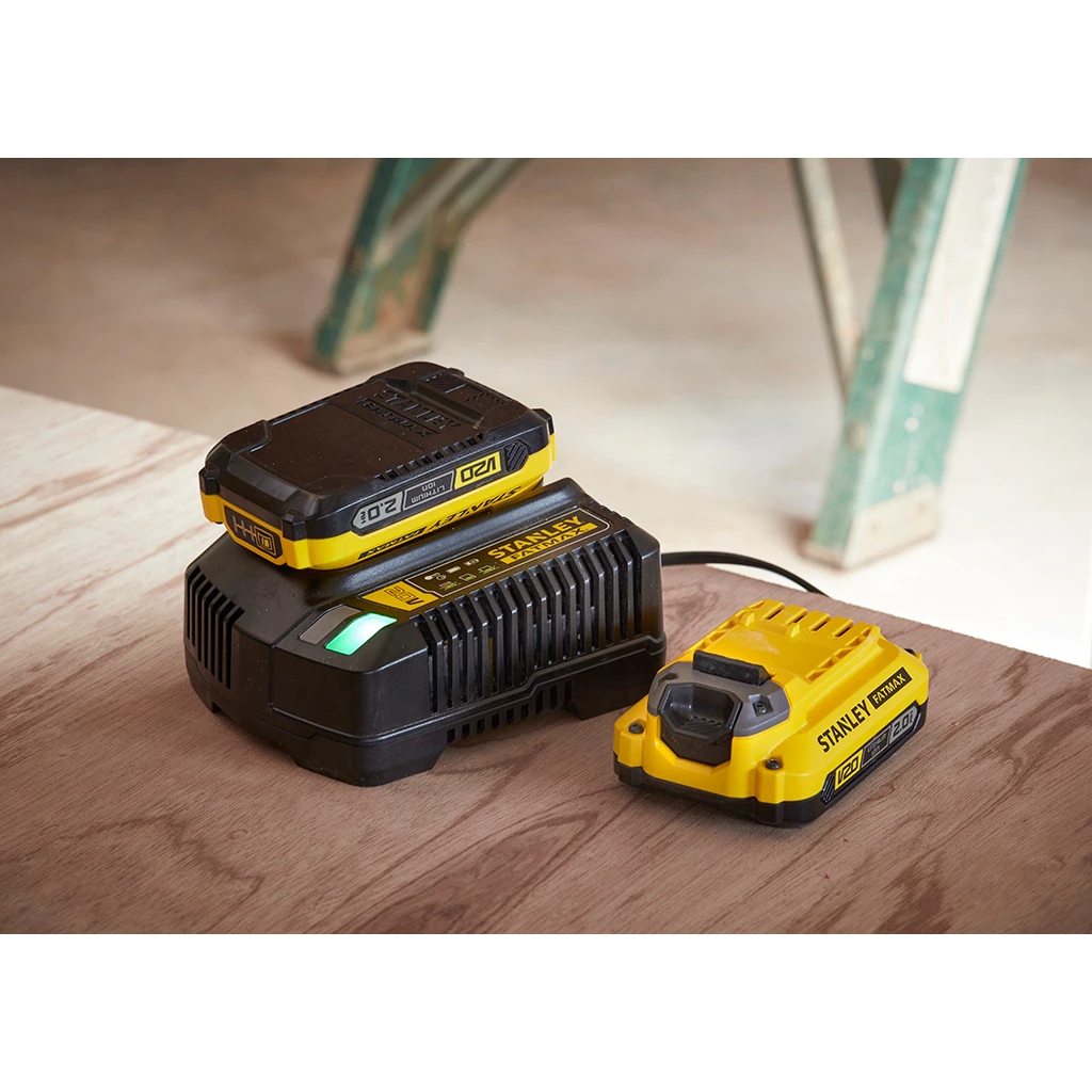 Stanley Fatmax Coffret V20 18V Visseuse à Choc Brushless 3 Vitesses 2x2.0Ah Chargeur 2A Co