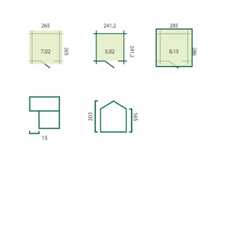 Chalet classique Luzern 19 mm - 265 x 265 cm + auvent 15 cm