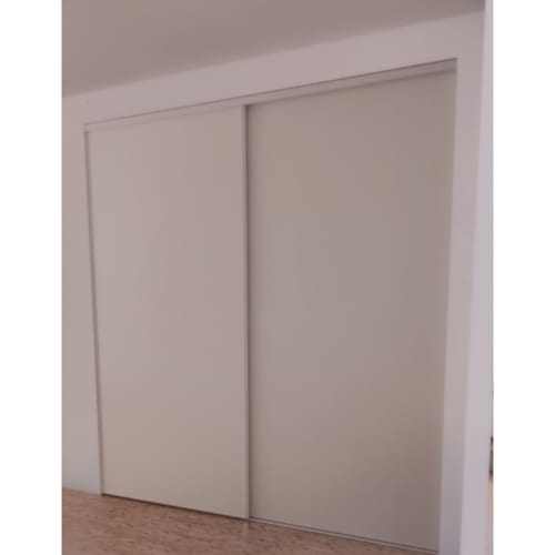 Face de placard Premio - 1365 x 1760 mm - 3 vantaux Blanc perle/profil First Acier Blanc