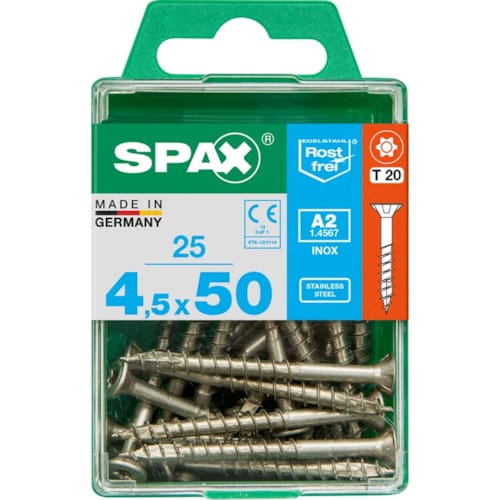 SPAX vis T-STAR+ A2 inox - 4,5x50 M (boite 25 pces)