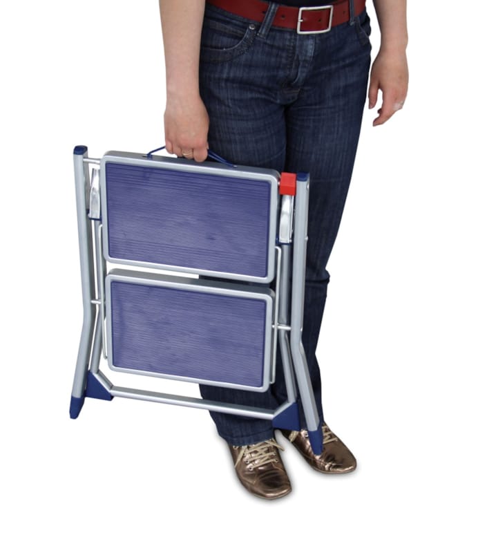 Escabelle handy - 2 marches extra larges - Gris/bleu