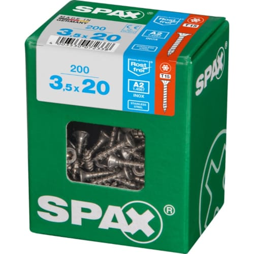SPAX vis T-STAR+ A2 inox - 3,5x20 L (bte 200 pces)