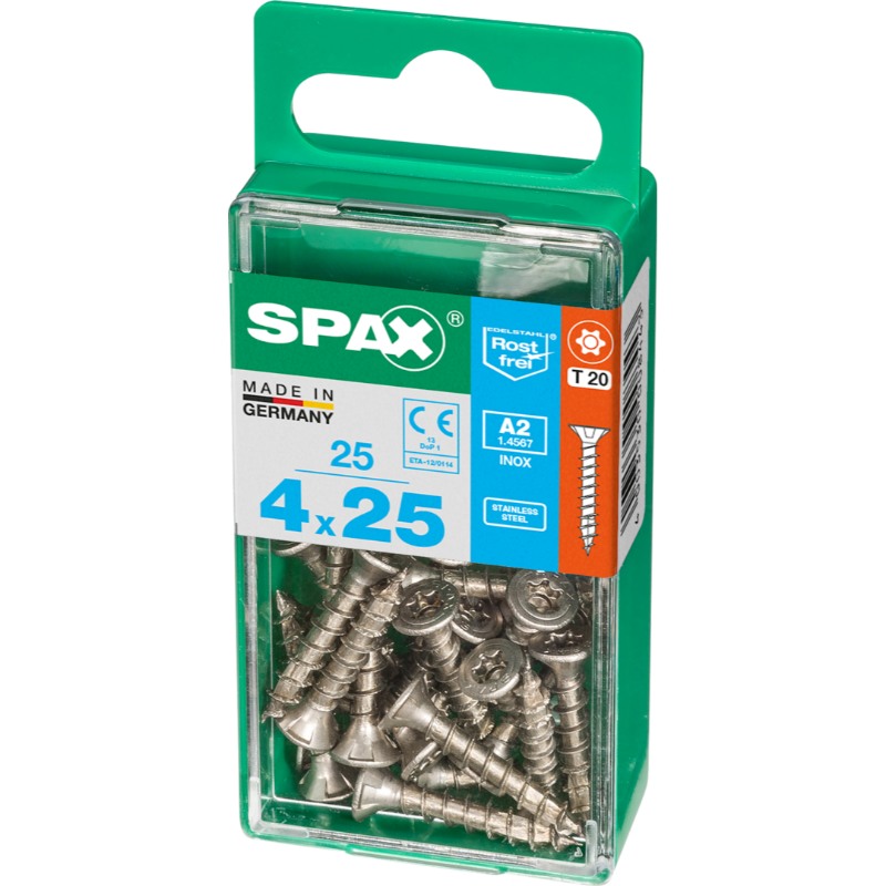 SPAX vis T-STAR+ A2 inox - 4x25 S (boite 25 pces)