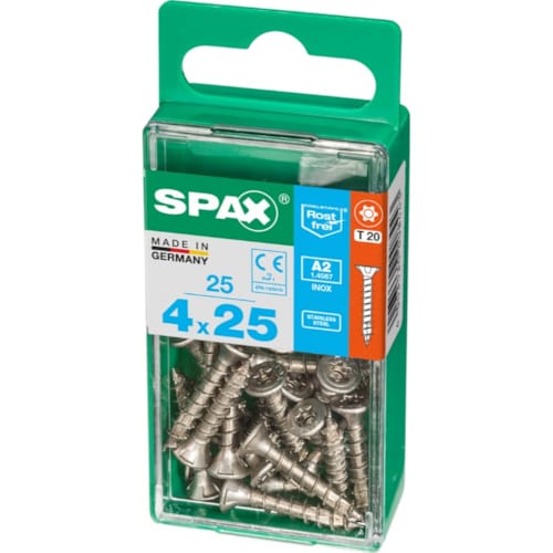 SPAX vis T-STAR+ A2 inox - 4x25 S (boite 25 pces)